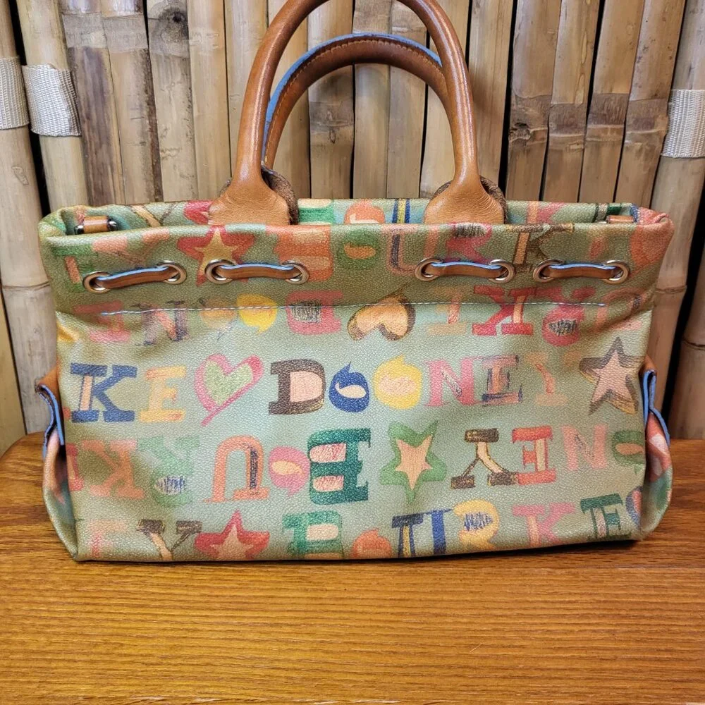 Dooney & Bourke Blue Alphabet Crayon Graffiti Purse Vintage - Picture 2 of 7